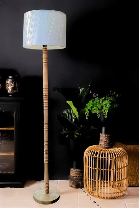 Divine Trends Floor Lamp Standing Modern Black 5Ft Height Off White ...