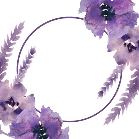 Akwarela fioletowe kwiaty clipart Kwiatowy clipart Ręcznie robione ...