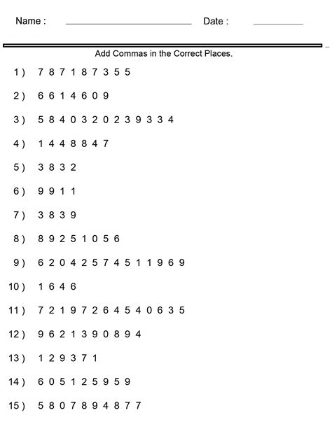 Image result for Adding Commas Worksheet