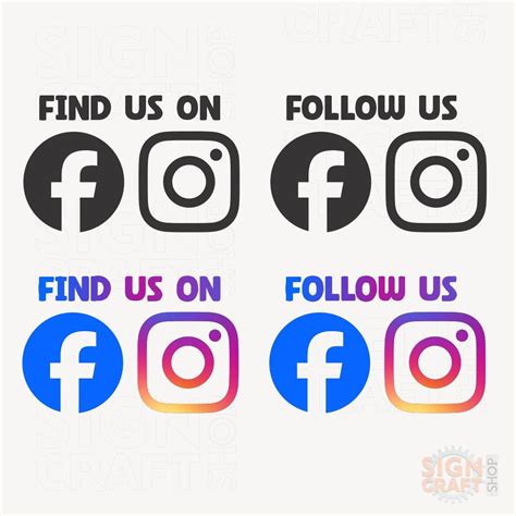 Follow Us on Instagram Logo, Facebook Logo, Digital Files, Pdf, Png, SVG, EPS, Digital File ...