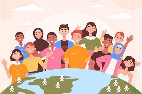 Fond plat de la journée mondiale de la population avec la planète et ...