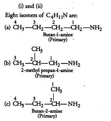 Give the structures of different isomeric amines corresponding to the ...