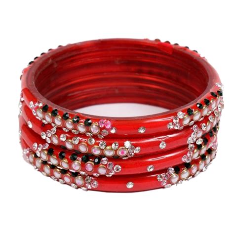 Buy JP Bangles Red color Glass Bangle Set for Women - Set of 4 (Size: 2 ...