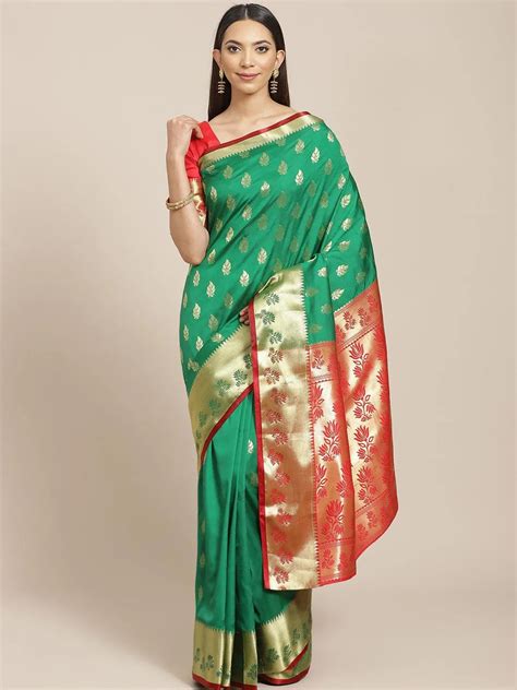 Buy Green Woven Design Brocade Saree Online at Rs.1701 | Libas