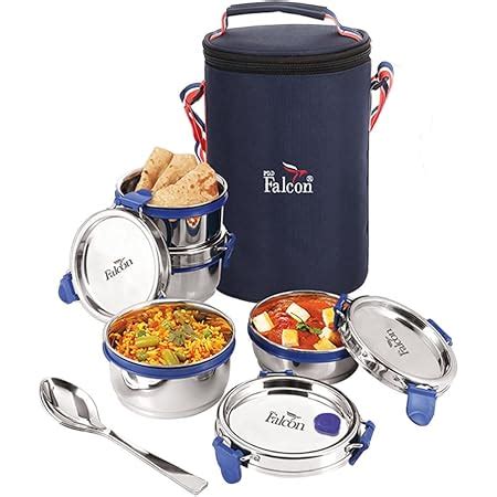 Falcon Eco Nxt Stainless Steel Tiffin with Bag, Pack of 3-300ml ...