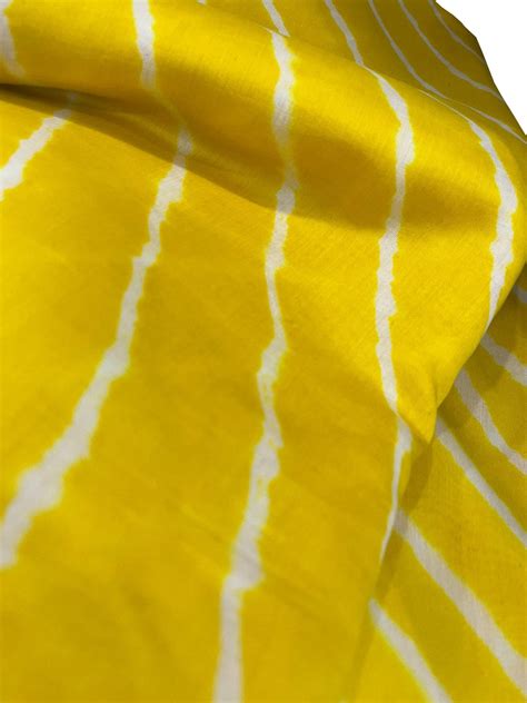 Shop Vibrant Yellow Leheriya Tie N Dye Chanderi Silk Fabric - 1 Mtr