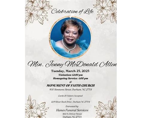 Jenny Allen Obituary (2025) - Durham, NC - Hanes Funeral Service - Durham