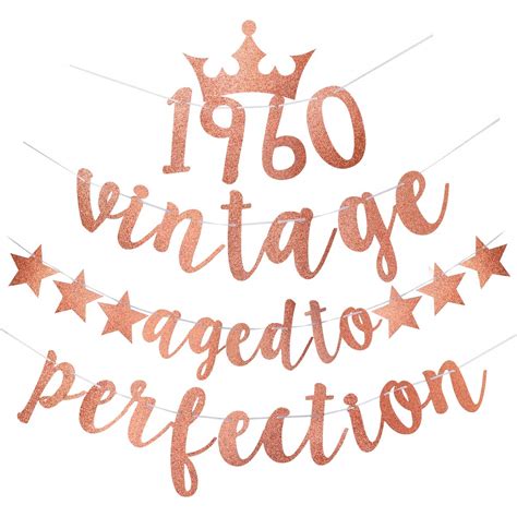 Yoaokiy Rose Gold 60th Birthday Banner Party Decorations Glitter ...
