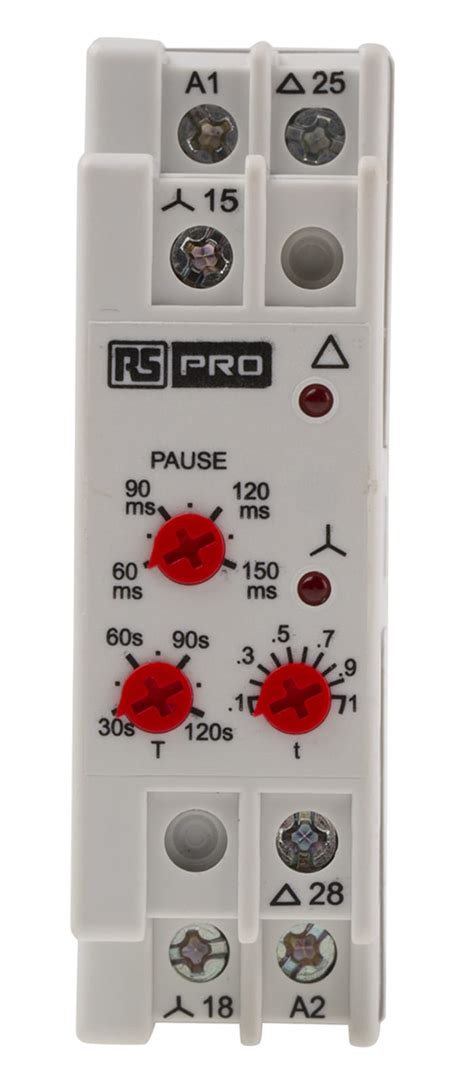 RS PRO | RS PRO DIN Rail Mount Timer Relay, 24 → 240V ac/dc, 2-Contact ...