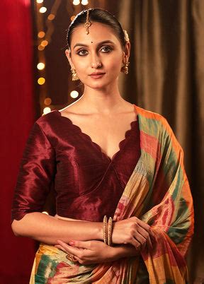 Dark Maroon Dupion Silk Designer Blouse