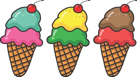 Three Ice Cream Cones - Ice Cream Cone Clip Art - (2400x1352) Png ...