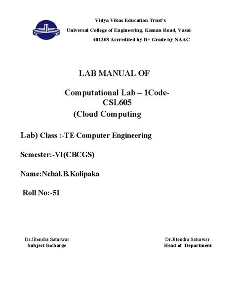 Cloud Computing Lab manual - Universal College of Engineering, Kaman ...