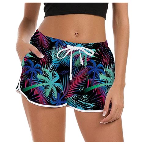 OAVQHLG3B Women's Beach Surf Swim Shorts - Drawstring, Quick Dry ...