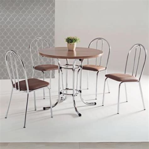 Mesa 4 Cadeiras Lisboa Nogueira/Tabaco – MÜLLER MÓVEIS ...