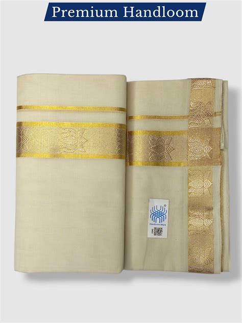 Keraloom Kasavu Balaramapuram Unakkupaavu Handloom Mundu(120*120) with ...