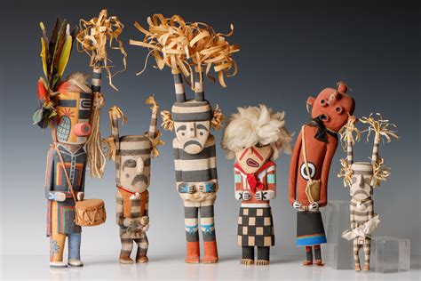Lot - 6 Native American Hopi Kachina Dolls by Various Artists
