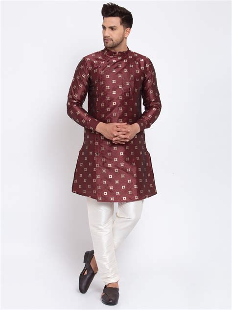 KLOTTHE Maroon Cotton Geometric Kurta – KLOTTHE®
