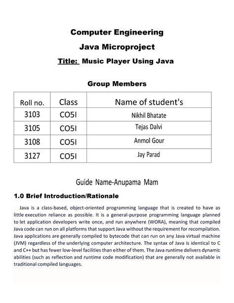 Java microp - java project notes - Computer Engineering Java ...
