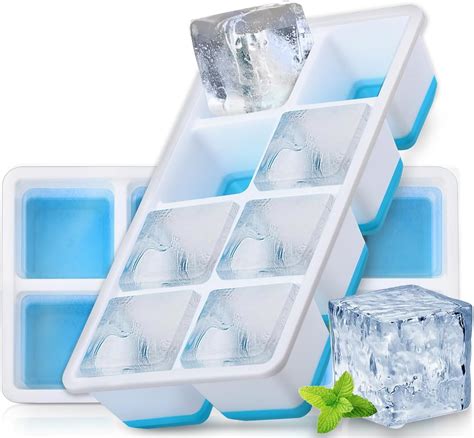 Large Ice Cube Mold with Lid, FURNSII 2 Pack Silicone Big Square Ice ...