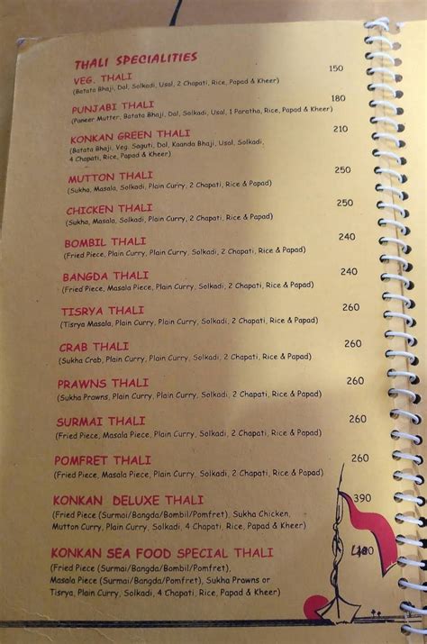 Menu at Konkan Express, Pune