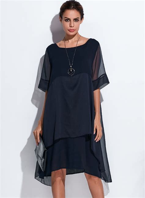 Polyester Solid Half Sleeve Knee-Length Casual Dresses | Women's ...