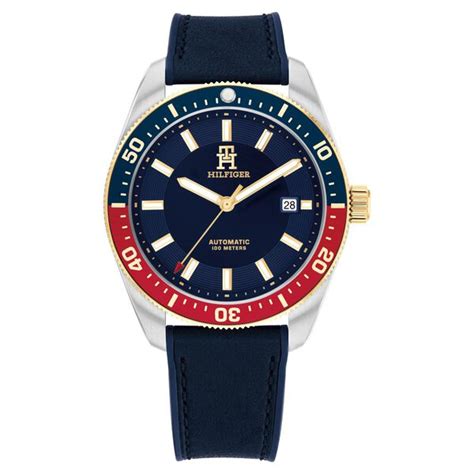 Buy Online Tommy Hilfiger Automatic Blue Dial Silicone Strap Watch For ...