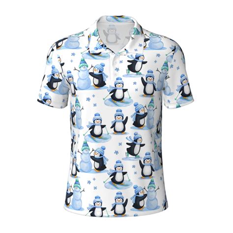 Cauagu Playful Penguins and Snowmen Print Men's Polo Shirts, Short ...