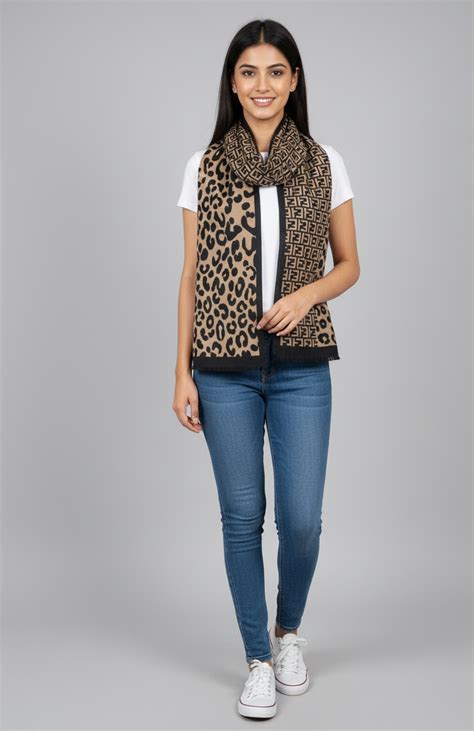 The Amritsar Store Leopard Print and Fendi-inspired Scarf (Reversible)