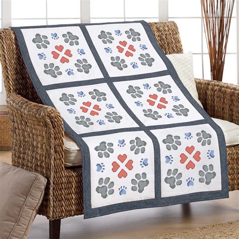 Herrschners Pet Paws Quilt Blocks Stamped Cross-Stitch, Color: Multi ...