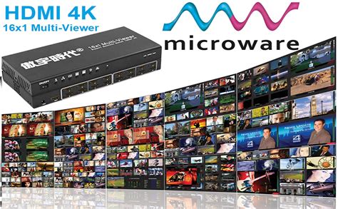 Microware HDMI 16X1 Quad Multi-Viewer Switch with IR Remote Control ...