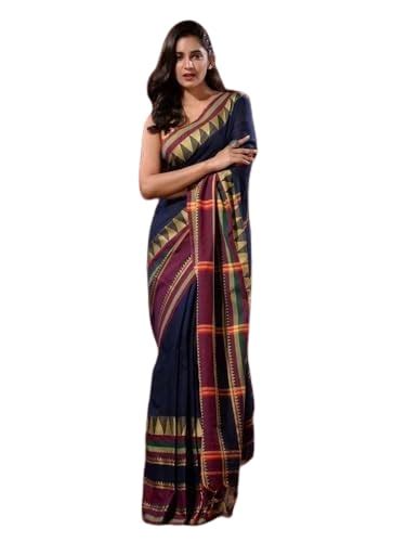 BRYNBRIT Women's Traditional Bengali Mandir Designed Pure Handloom ...