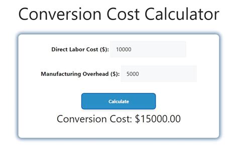 Image result for Conversion Cost Formula