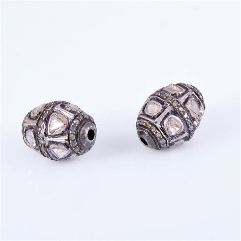 925 Sterling Silver Diamond Polki Handmade Spacers Connectors Jewelry ...