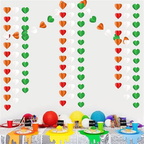 Buy Rozi Decoration 3D Heart Tri Color Paper Garlands for Happy ...