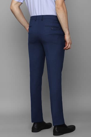 Louis Philippe Formal Trousers, Men Navy Slim Fit Solid Flat Front ...