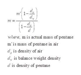 1) Pentane (C5H12) is a liquid with a density of 0.626 g/mL near 25C ...