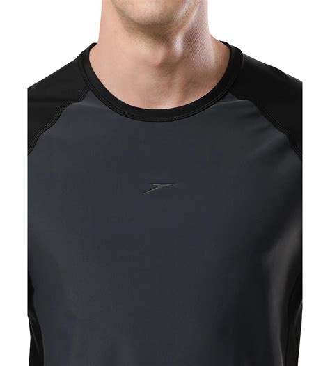 Buy Speedo Adult Male Short Sleeve SunTop Oxid Grey-Black SwimActive ...