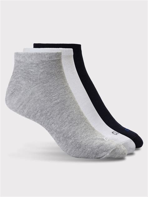 Buy Casual Ankle Length Cotton Pack of 3 Grey,White & Black Socks Men ...