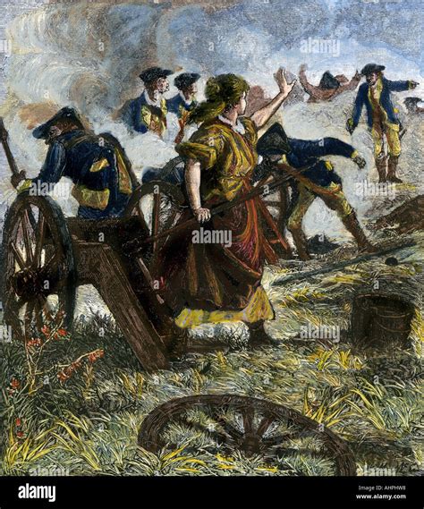 Molly Pitcher firing the cannon of her fallen husband at the Battle of ...