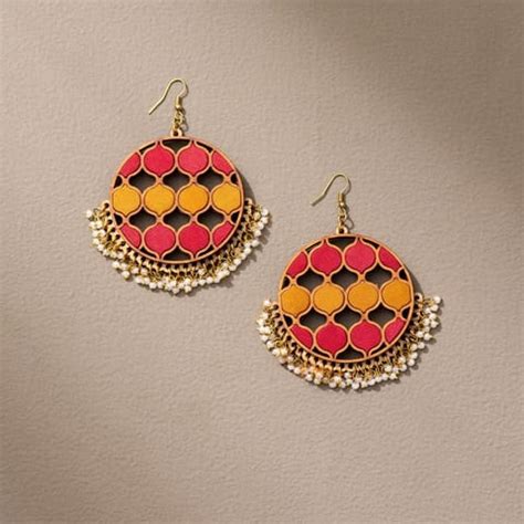 Shop Red Mustard Festive Upcycled Fabric and Repurposed Wood Statement ...