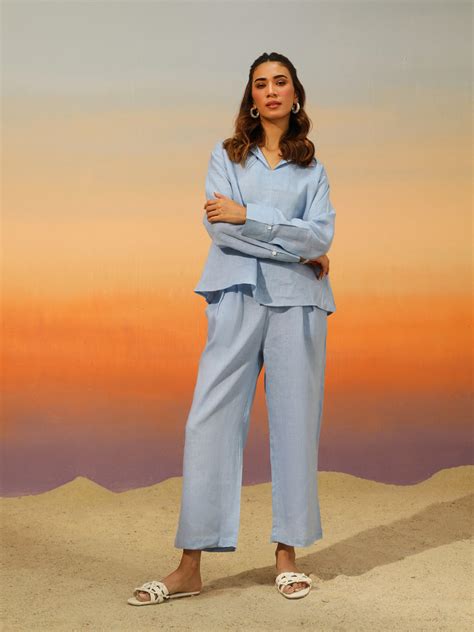 Buy Sailor Collar Linen Co ord Set with Pants – COSSET CLOTHING