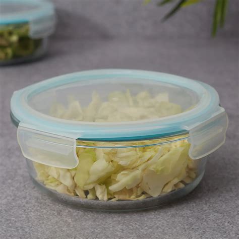 Robust Glass Round Container with PP Lid 950ML in Transparent Colour ...