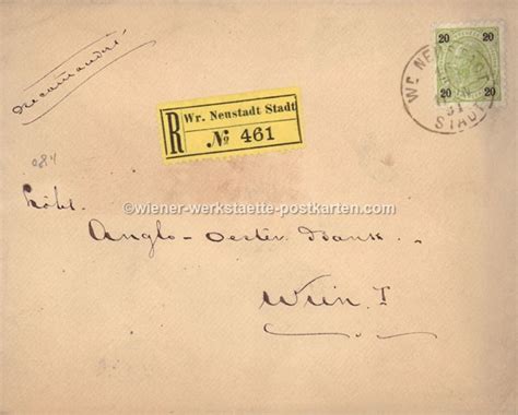 Brief - Reko Wr. Neustadt - mit 20 Kreuzer - 1891 - Wiener Werkstätte ...