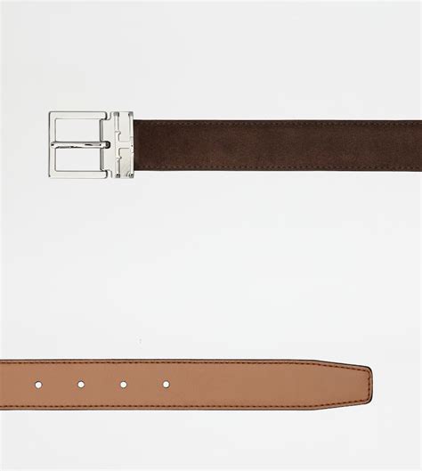 Man BROWN Adjustable and Reversible Belt in Leather ...