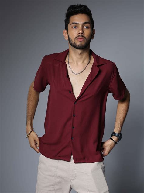Buy Latest Men Wine Color Shirt Online at Amazing Price