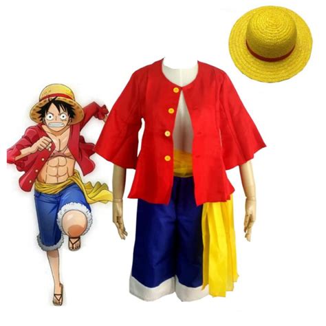 Buy Cosplay Life Monkey D. Luffy Pirate Cosplay Costume with Hat - One ...