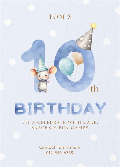 Kids birthday invitation card template, | Premium Editable Template - rawpixel