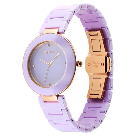 Buy Online Titan Purple Ceramics Purple Dial Analog Ceramic Strap watch ...