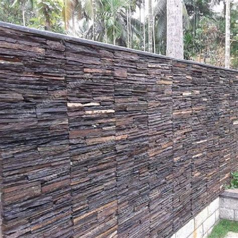 Brown Rustic Strip Natural Slate Stone Outdoor Wall Cladding Tile ...