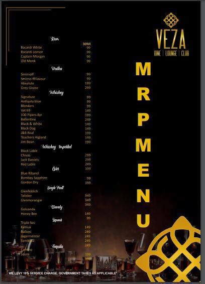 Menu at VEZA DINE, LOUNGE AND CLUB, Navi Mumbai